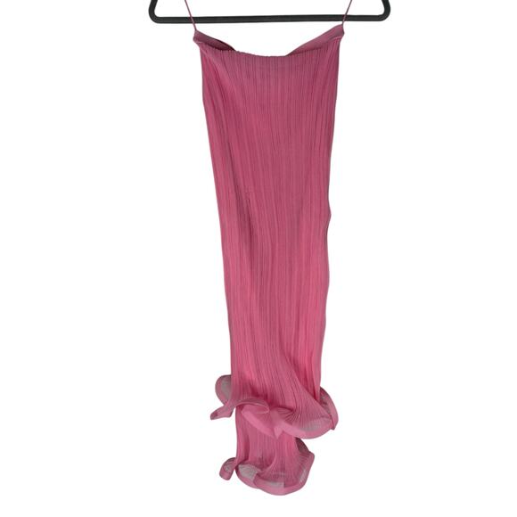 Simkhai Kelso Knit Midi Skirt Gauze Ruffle Hem Statement Elegant Candy Pink Sz S - Picture 9 of 14